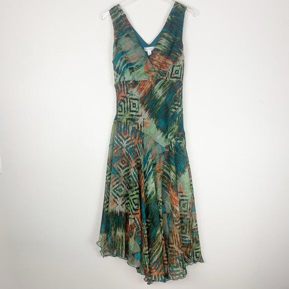 Y2K‎ Dressbarn Dress Womens 10 Babydoll Fairycore Asymmetrical Hem Boho Colorful - Picture 1 of 10